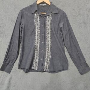 Foxcroft Fitted womens  Cotton Embroidered Shirt Size 8